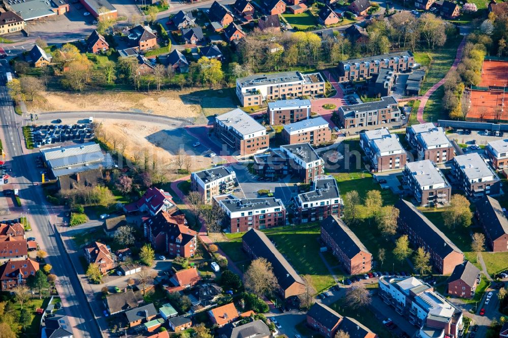 Aerial image Stade - City view of the Campe district with the new development area on the fairground in Stade in the state Lower Saxony, Germany