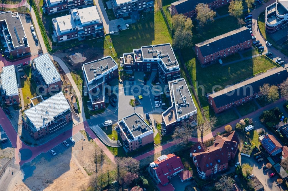 Aerial image Stade - City view of the Campe district with the new development area on the fairground in Stade in the state Lower Saxony, Germany