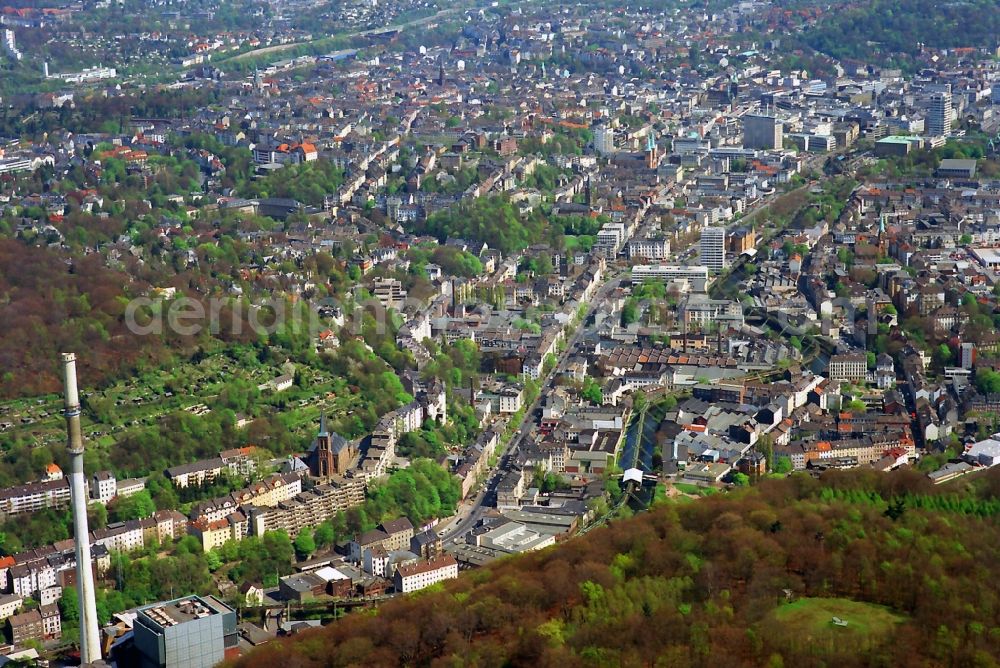 Aerial photograph Wuppertal Ortsteil Elberfeld - Cityscape district of Wuppertal Elberfeld West in the state of North Rhine-Westphalia