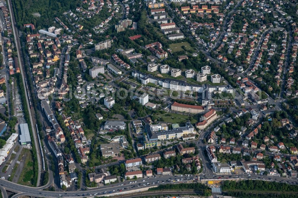 Würzburg from above - District view in the urban area in the district Frauenland in Wuerzburg in the state Bavaria, Germany