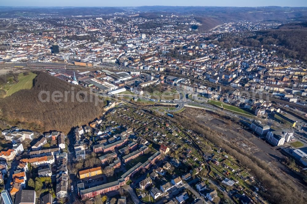 Hagen from the bird's eye view: Cityscape of the district Hagen-Mitte in Hagen at Ruhrgebiet in the state North Rhine-Westphalia, Germany