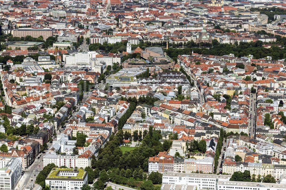 Aerial image München - District of Stadtteil Au and Haidhausen in the city in Munich in the state Bavaria, Germany