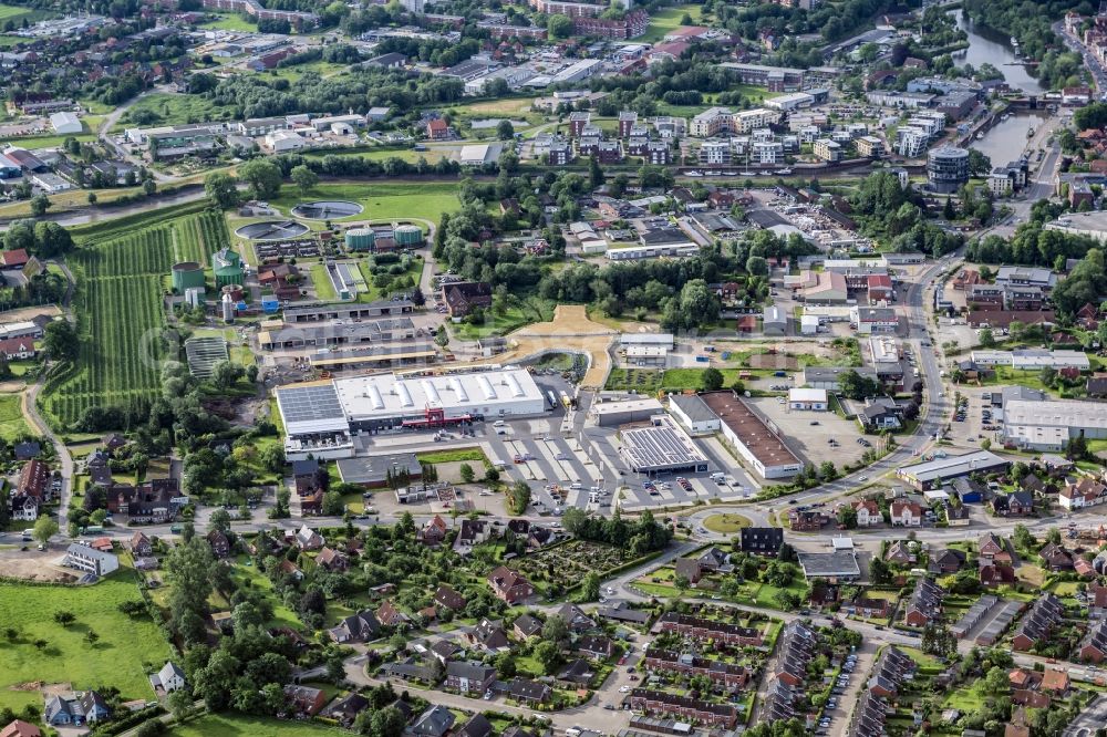 Aerial image Stade - Cityscape of the district Harschenfleth in Stade in the state Lower Saxony, Germany