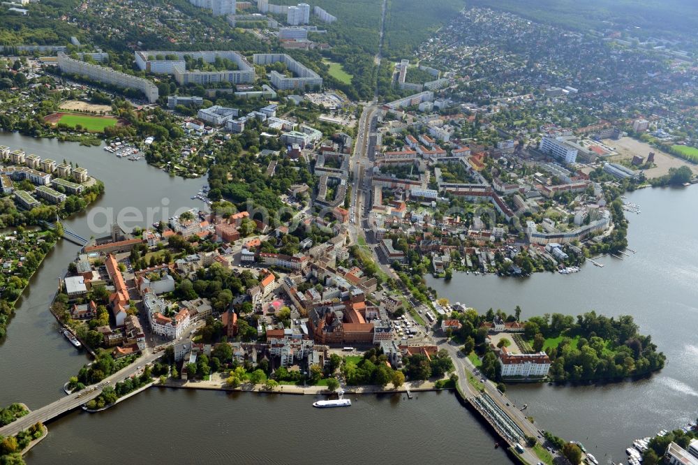 Berlin Köpenick from above - City view from the Köpenick area in the historic center along the banks of the Dahme in Berlin