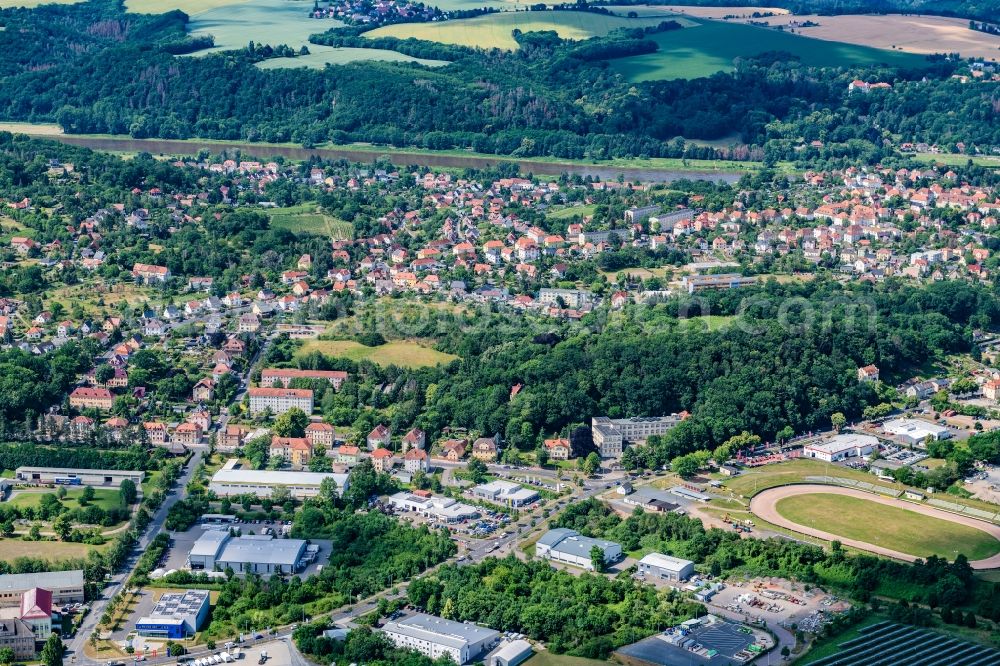 Meißen from above - Cityscape of the district Oberspaar in Meissen in the state Saxony, Germany