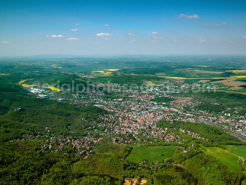 Aerial image Eisenach - City view of the city and parts Stedtfeldt Stregda in Eisenach in Thuringia