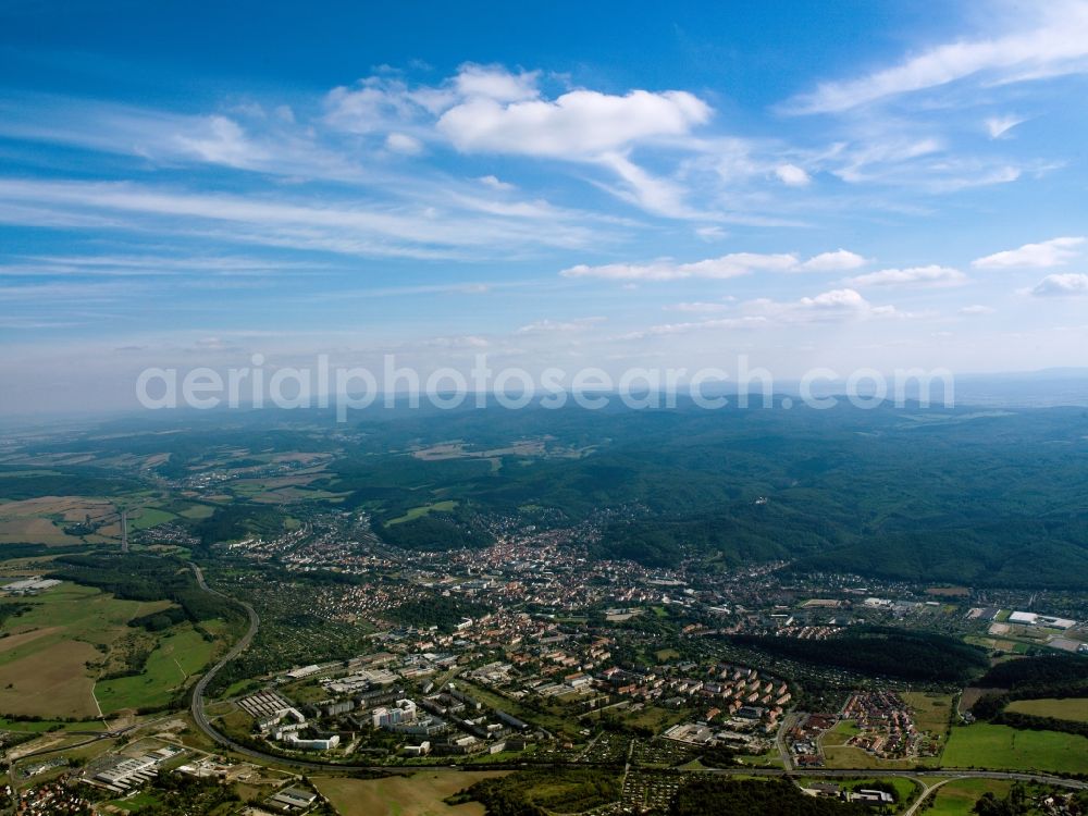 Aerial image Eisenach - City view of the city and parts Stedtfeldt Stregda in Eisenach in Thuringia