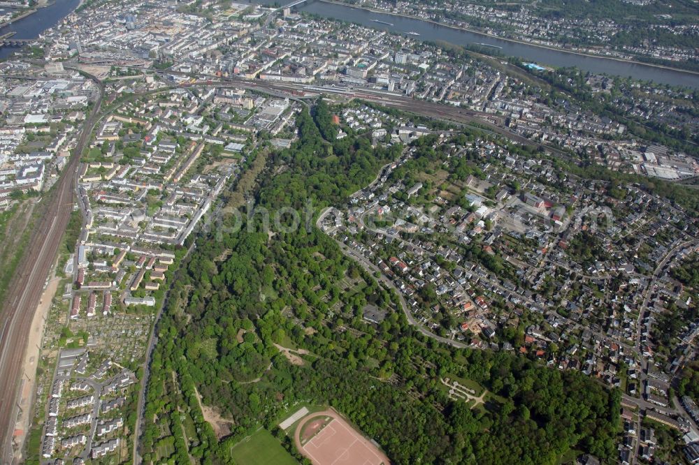 Koblenz Goldgrube from above - Cityscape of the district of Koblenz-Goldgrube in the state of Rhineland-Palatinate