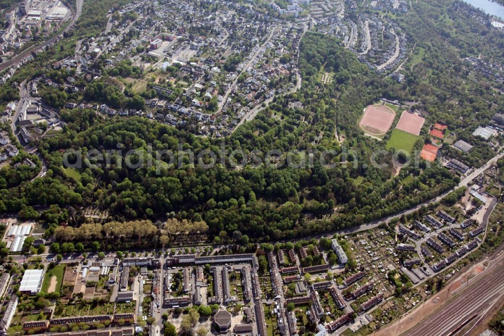 Koblenz Goldgrube from the bird's eye view: Cityscape of the district of Koblenz-Goldgrube in the state of Rhineland-Palatinate