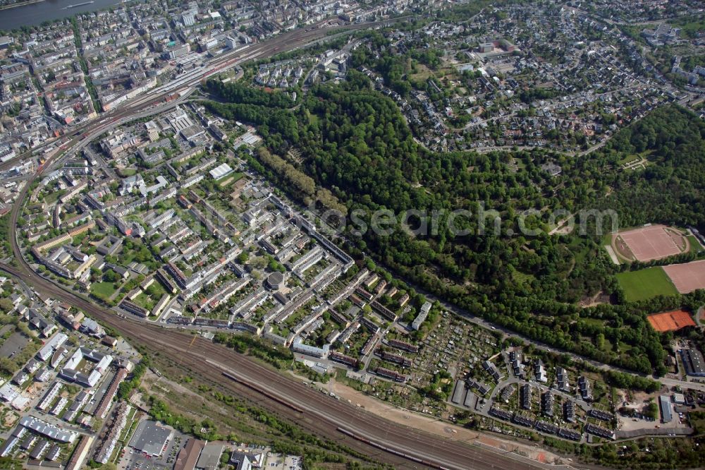 Aerial photograph Koblenz Goldgrube - Cityscape of the district of Koblenz-Goldgrube in the state of Rhineland-Palatinate