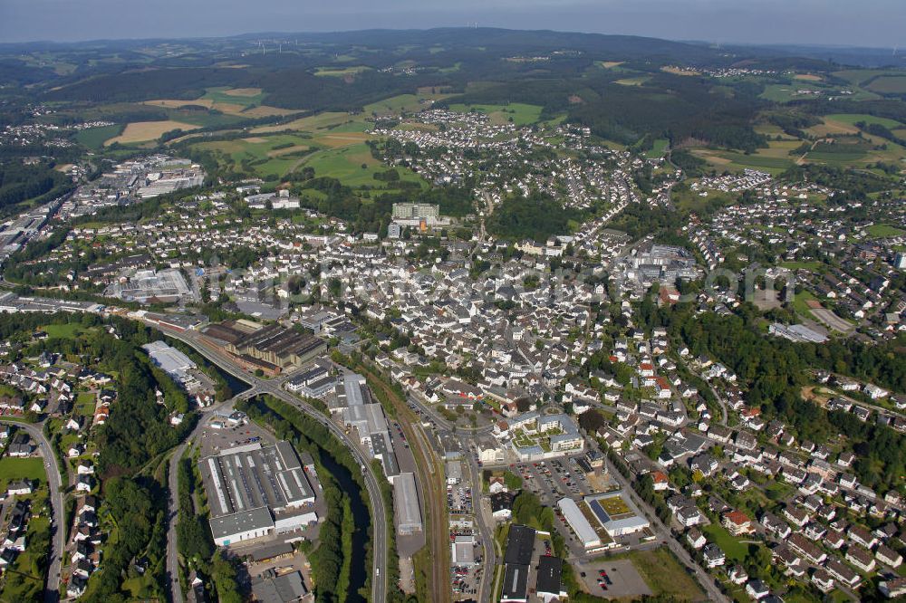 Aerial image Attendorn - Stadtansicht vom Stadtzentrum Attendorn in Nordrhein-Westfalen. City view from the city center Attendorn in North Rhine-Westphalia