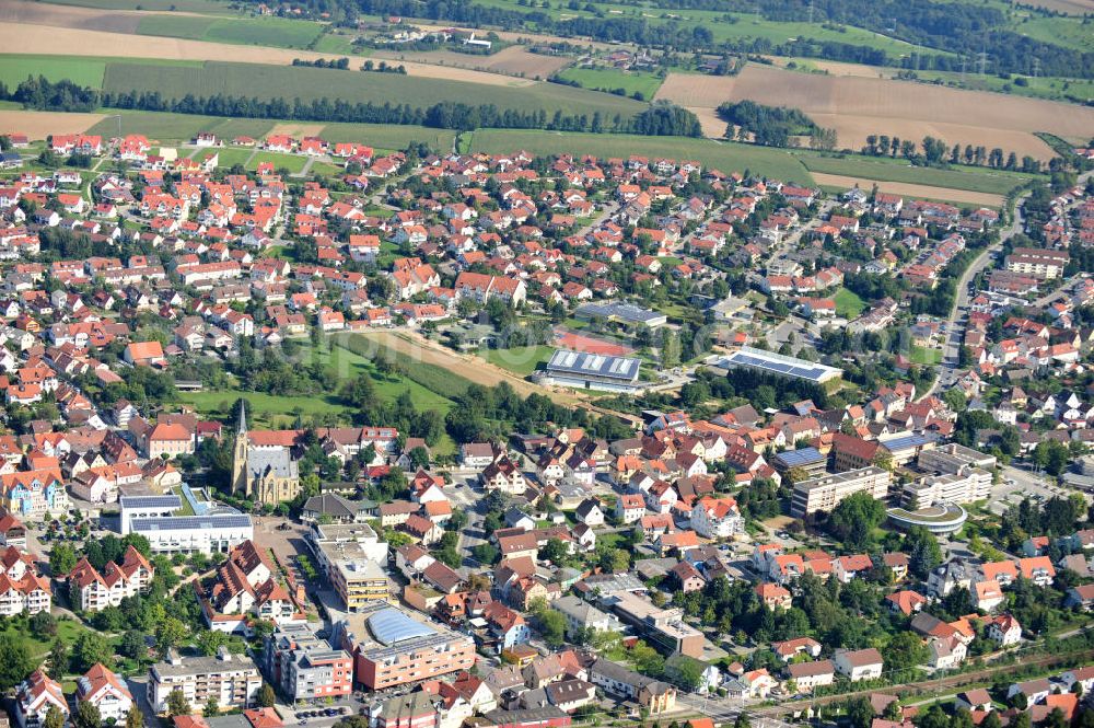 Aerial photograph BAD RAPPENAU - Stadtansicht Stadtzentrum von Bad Rappenau, einer Kur- und Bäderstadt in Baden-Württemberg. Cityscape of downtown Bad Rappenau in Baden-Wuerttemberg.