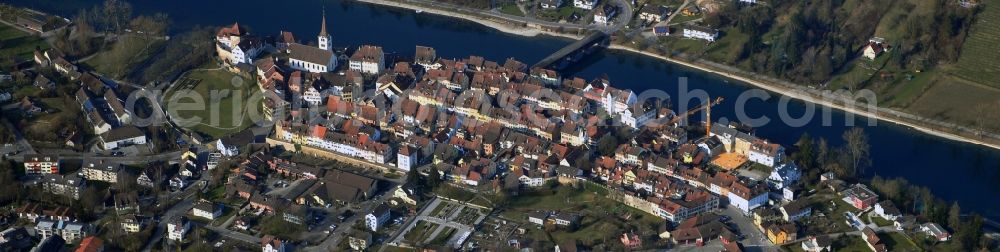 Aerial photograph Diessenhofen - Cityscape from the city center Diessenhofen on the Rhine in the canton of Thurgau in Switzerland