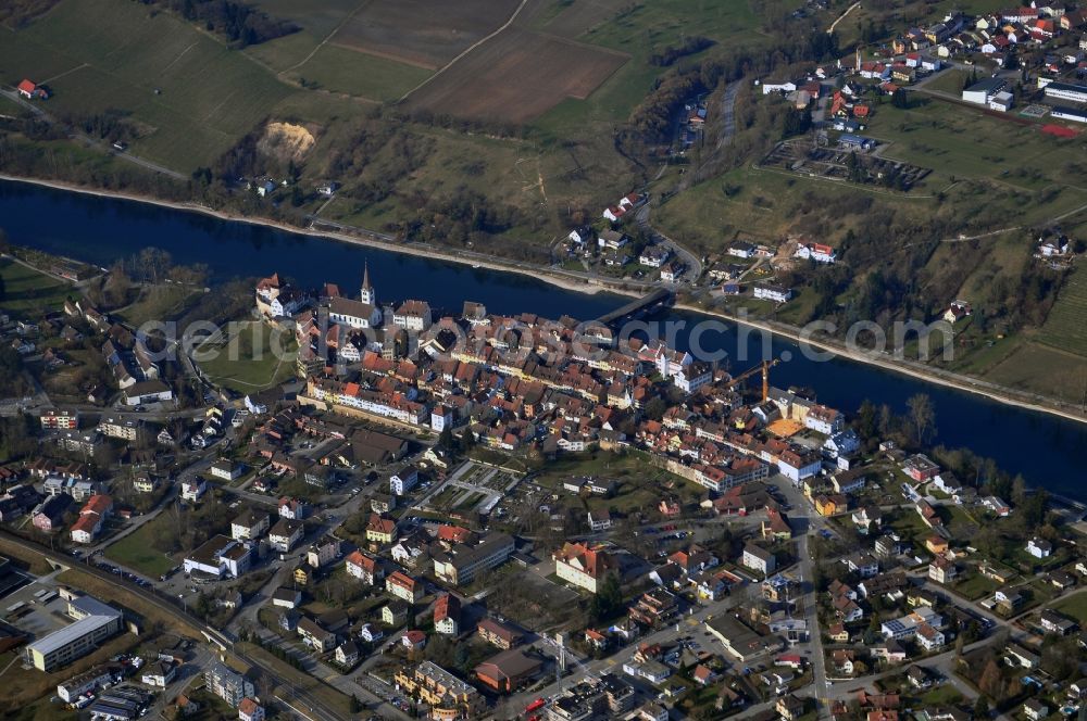 Diessenhofen from above - Cityscape from the city center Diessenhofen on the Rhine in the canton of Thurgau in Switzerland