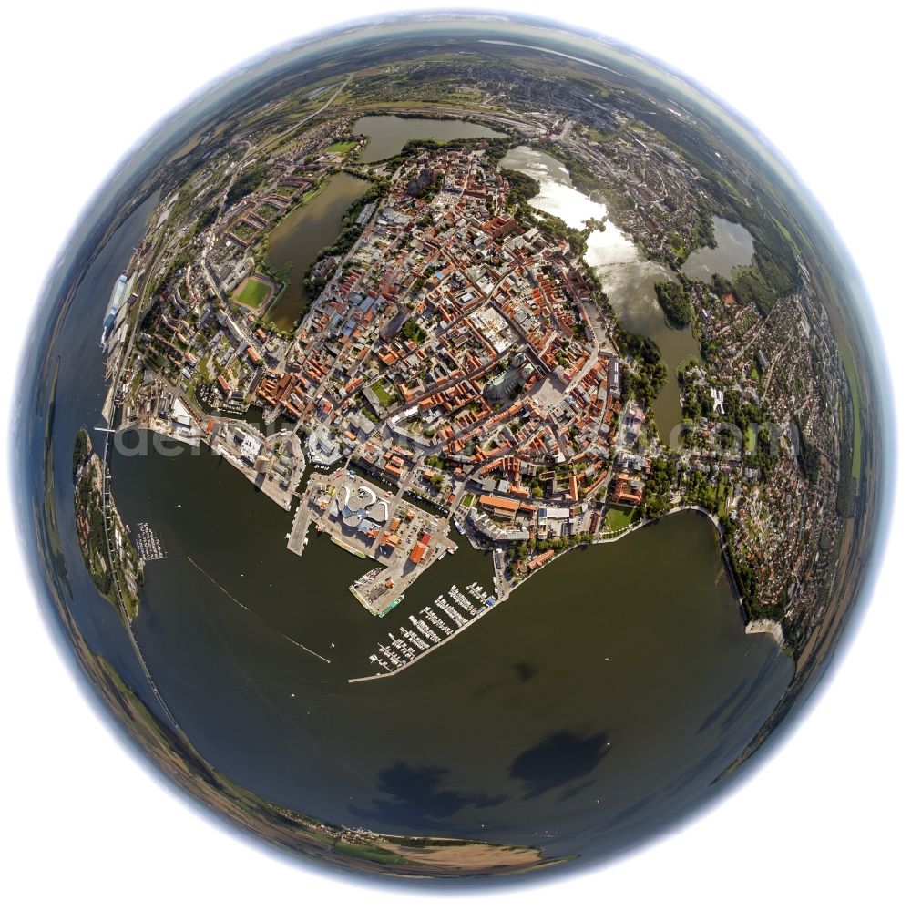 Aerial photograph Stralsund - City fish- eye- view from the city center of Stralsund in Mecklenburg - Western Pomerania