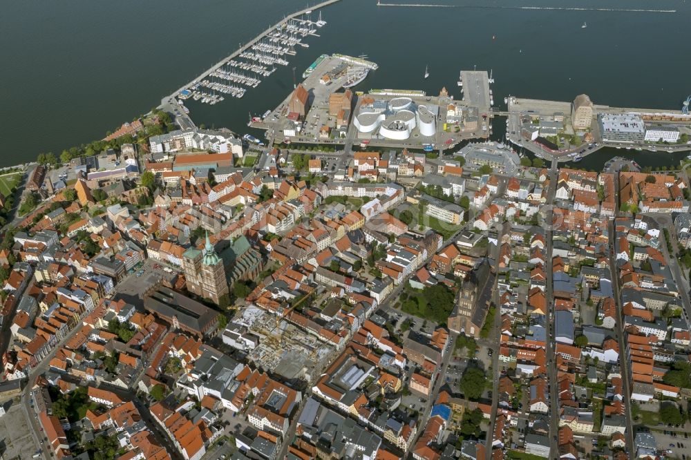 Stralsund from the bird's eye view: City view from the city center of Stralsund in Mecklenburg - Western Pomerania