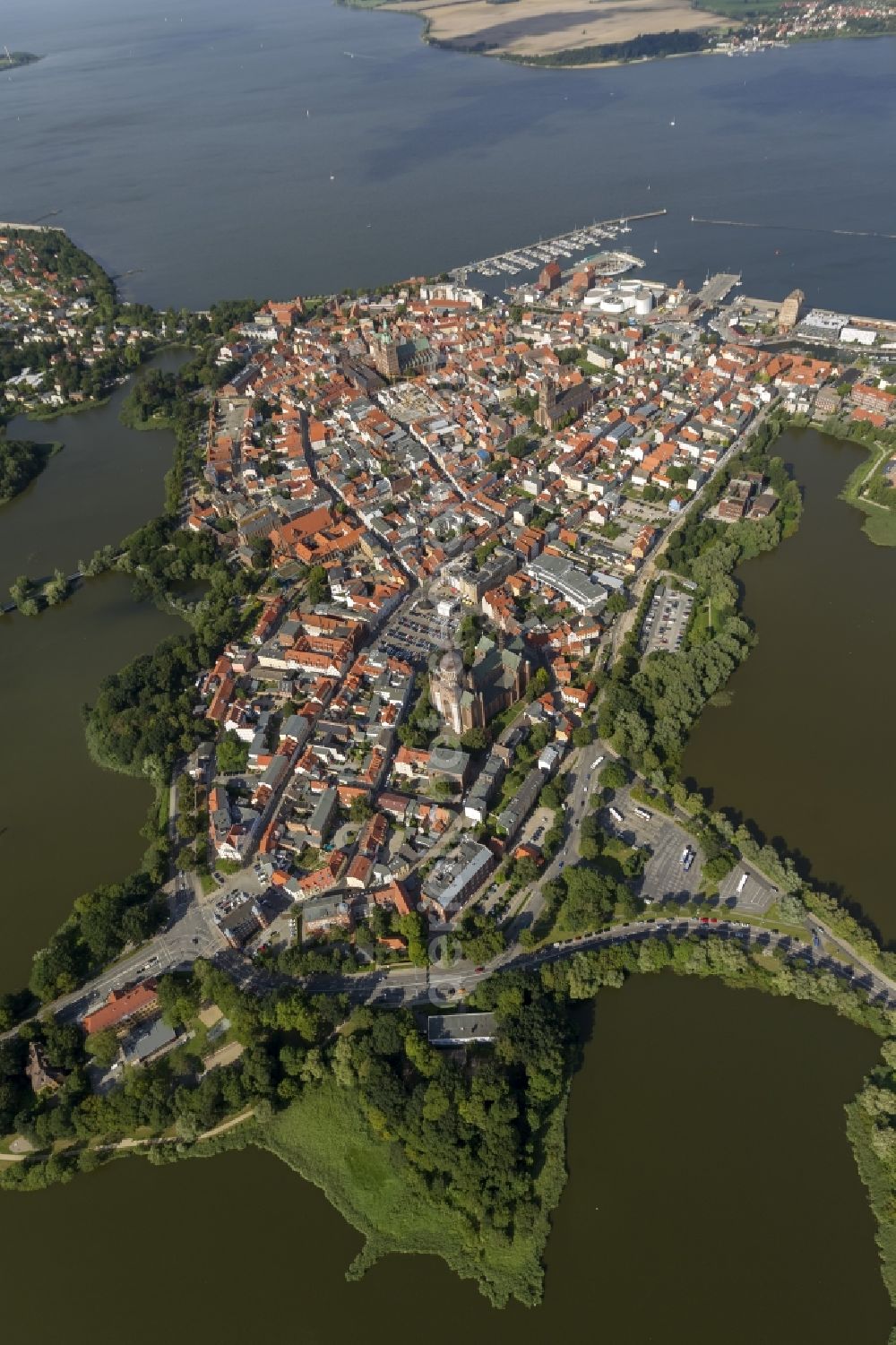 Stralsund from the bird's eye view: City view from the city center of Stralsund in Mecklenburg - Western Pomerania