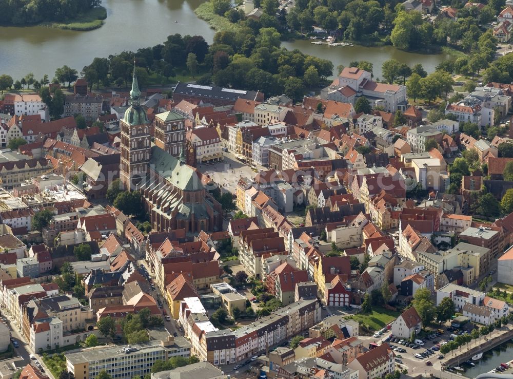 Stralsund from the bird's eye view: City view from the city center of Stralsund in Mecklenburg - Western Pomerania