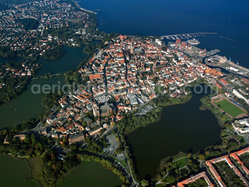 Stralsund from the bird's eye view: City view from the city center of Stralsund in Mecklenburg - Western Pomerania