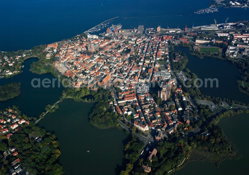 Aerial image Stralsund - City view from the city center of Stralsund in Mecklenburg - Western Pomerania