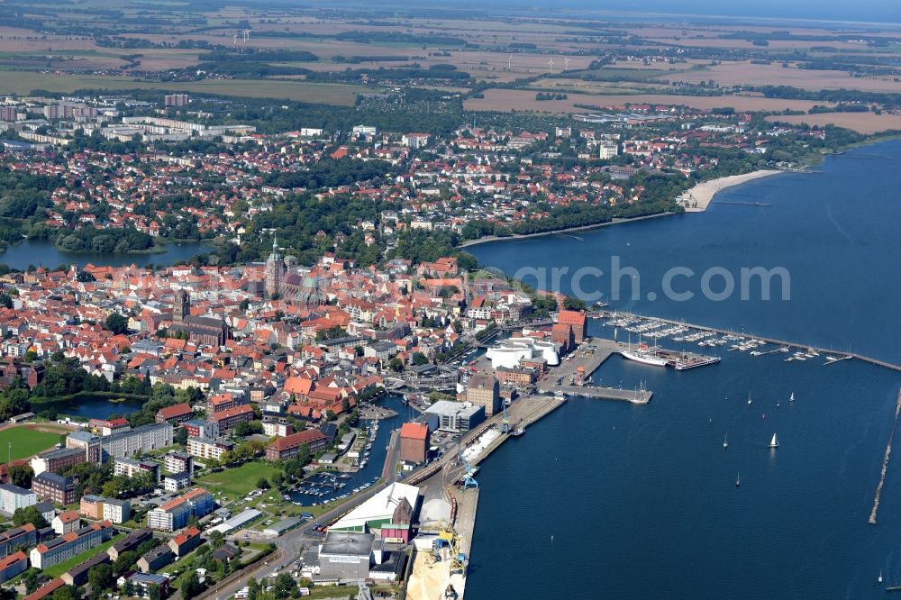 Stralsund from the bird's eye view: City view from the city center of Stralsund in Mecklenburg - Western Pomerania