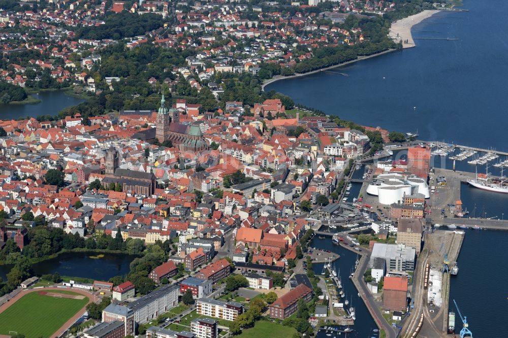 Stralsund from above - City view from the city center of Stralsund in Mecklenburg - Western Pomerania