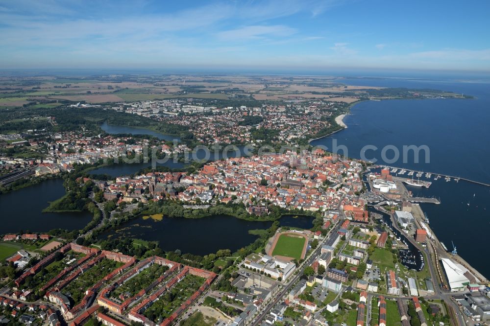 Stralsund from the bird's eye view: City view from the city center of Stralsund in Mecklenburg - Western Pomerania