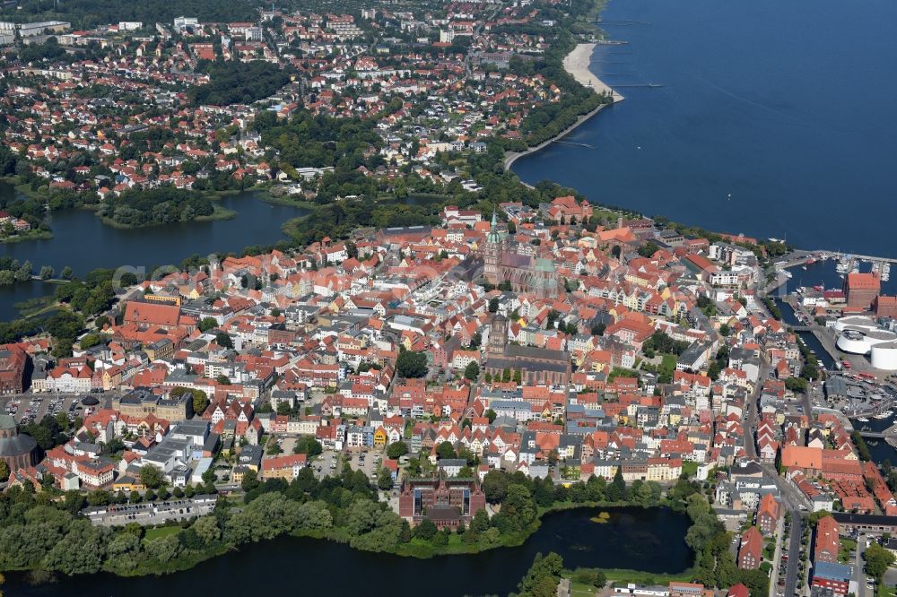 Aerial image Stralsund - City view from the city center of Stralsund in Mecklenburg - Western Pomerania