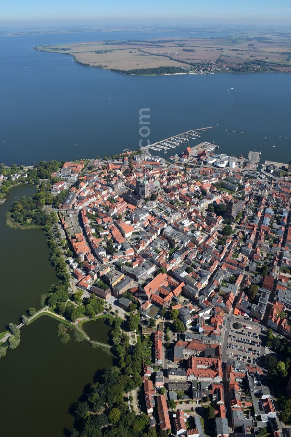 Stralsund from above - City view from the city center of Stralsund in Mecklenburg - Western Pomerania