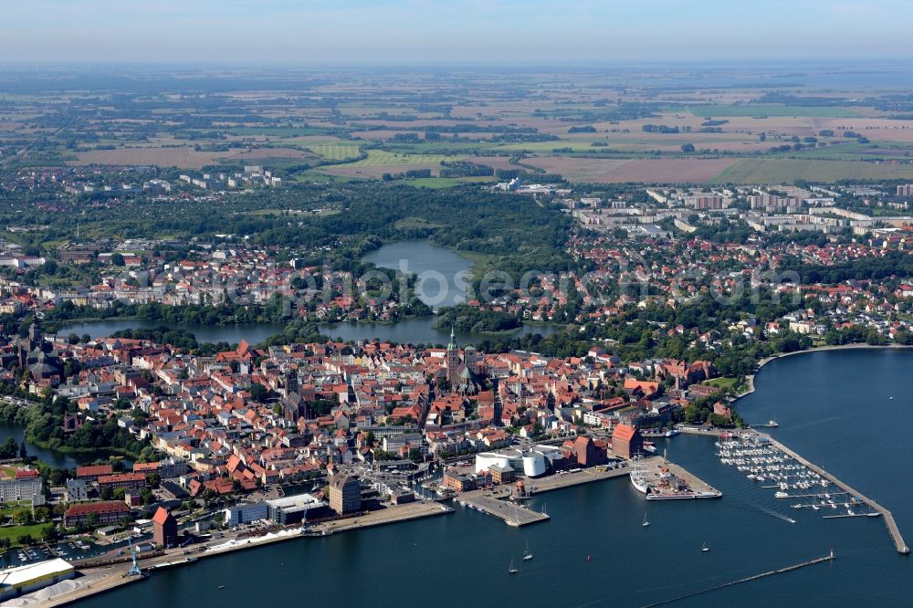 Aerial image Stralsund - City view from the city center of Stralsund in Mecklenburg - Western Pomerania