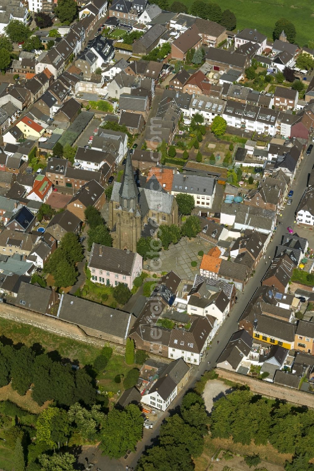 Aerial image Dormagen - City view from the town center of historic fortress in Dormagen in North Rhine-Westphalia