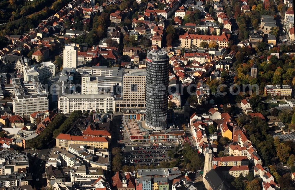 Jena from above - City view from the town center with the Goethe Gallery in Jena in Thuringia