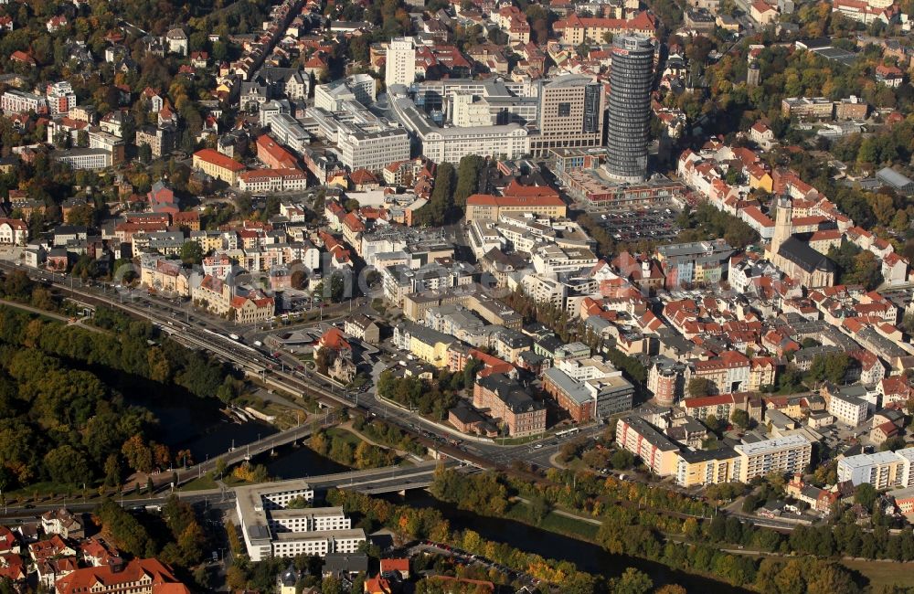 Jena from the bird's eye view: City view from the town center with the Goethe Gallery in Jena in Thuringia