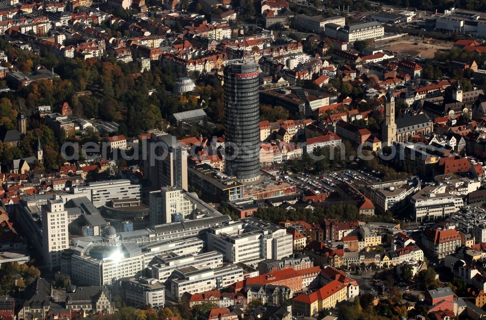 Aerial image Jena - City view from the town center with the Goethe Gallery in Jena in Thuringia