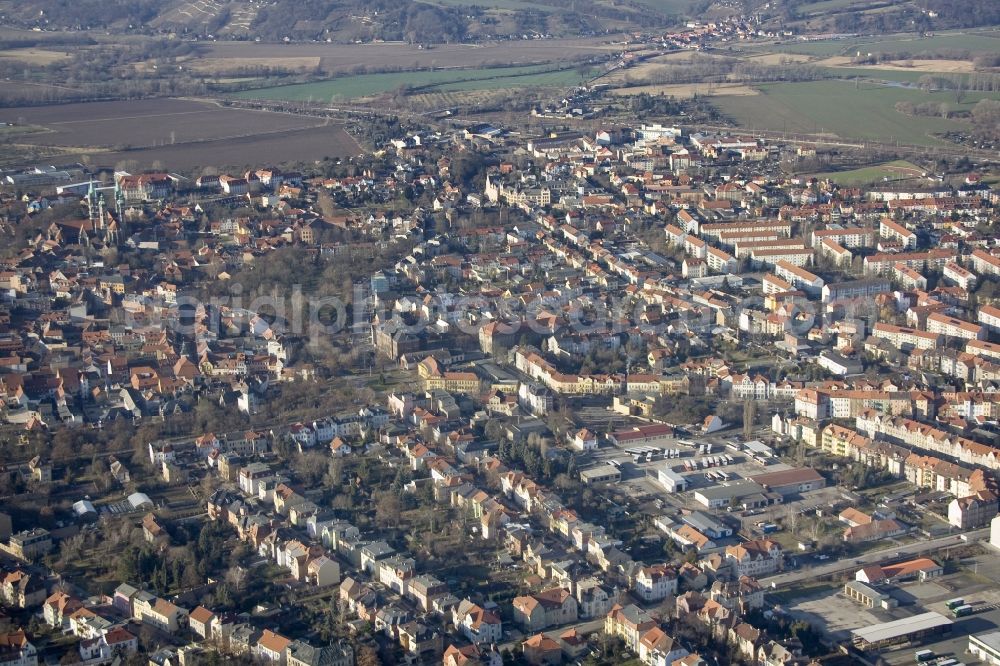 Naumburg from above - View of the Cathedral of Naumburg. The Cathedral of St. Peter and Paul is the former cathedral of the Diocese of Naumburg and was built in the first half of the 13th Century. It is one of the most important buildings of the late Romanesque in Saxony-Anhalt