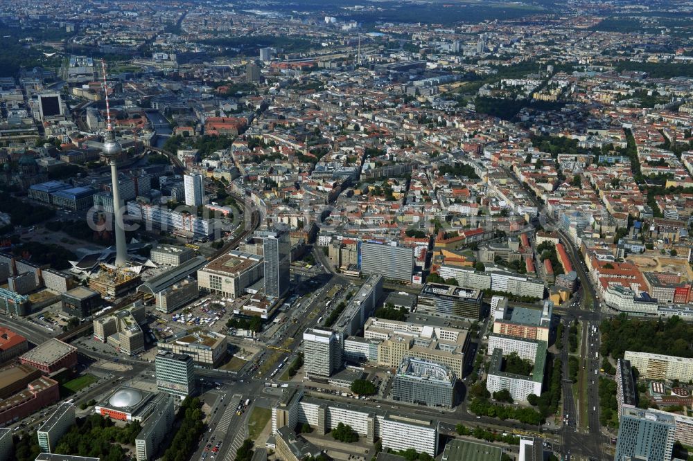 Berlin Mitte from above - City view from the town center east at Alexanderplatz in Mitte district of Berlin