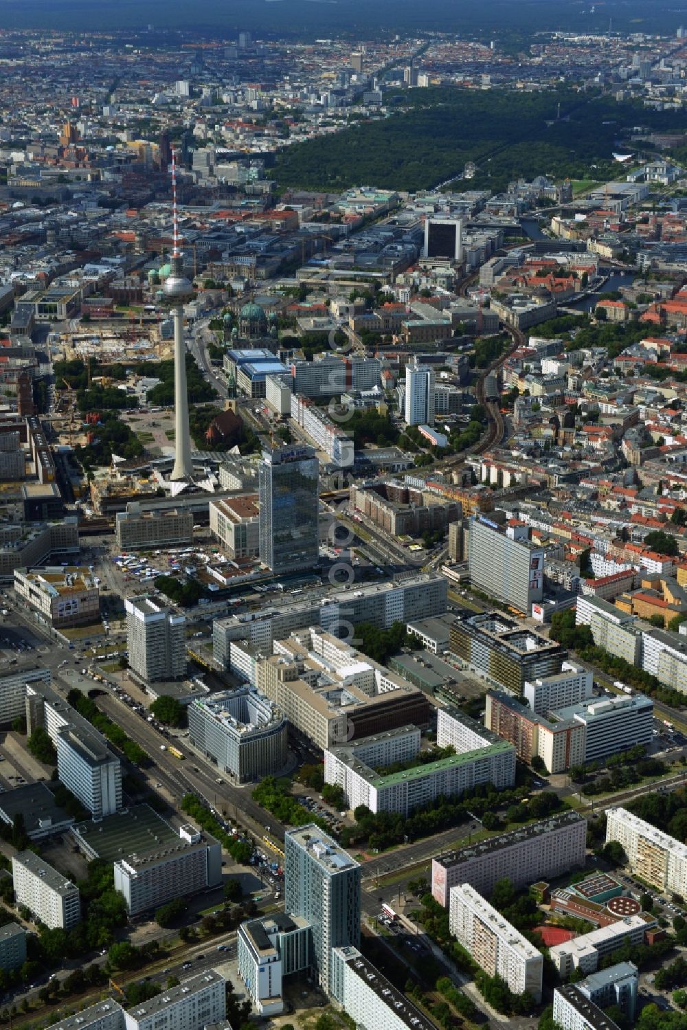 Aerial photograph Berlin Mitte - City view from the town center east at Alexanderplatz in Mitte district of Berlin