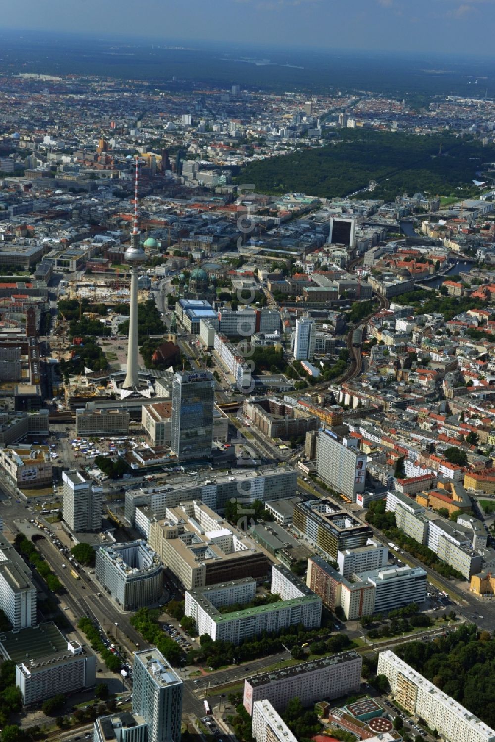 Berlin Mitte from above - City view from the town center east at Alexanderplatz in Mitte district of Berlin