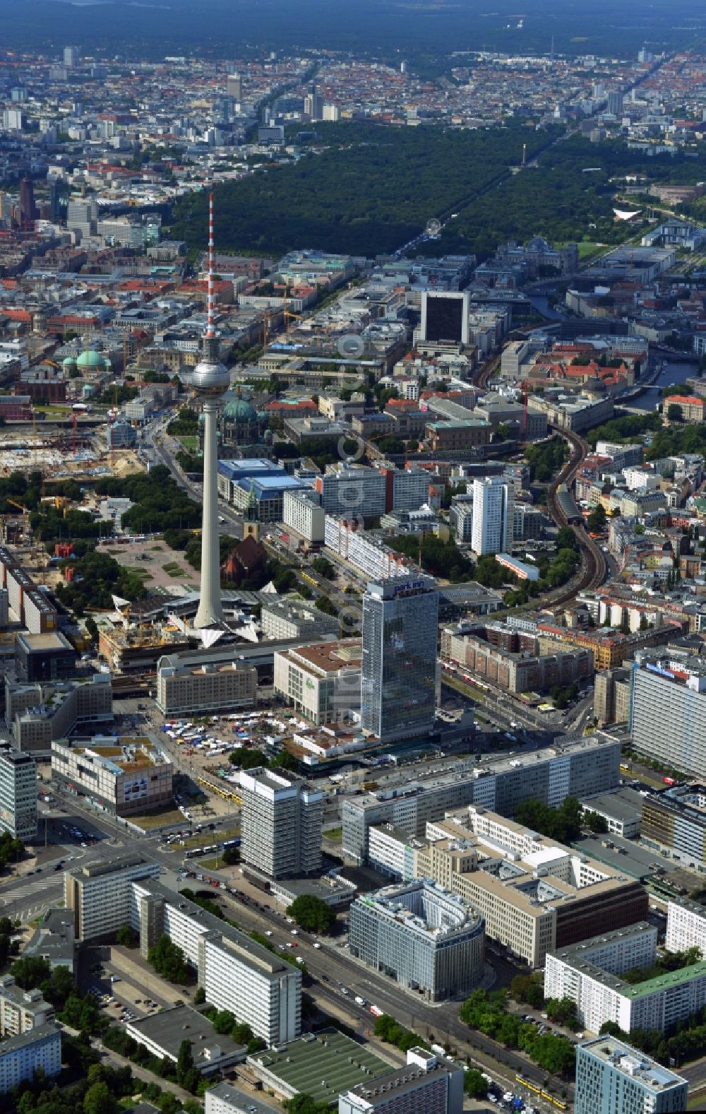 Aerial image Berlin Mitte - City view from the town center east at Alexanderplatz in Mitte district of Berlin