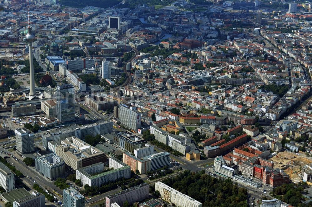 Aerial photograph Berlin Mitte - City view from the town center east at Alexanderplatz in Mitte district of Berlin