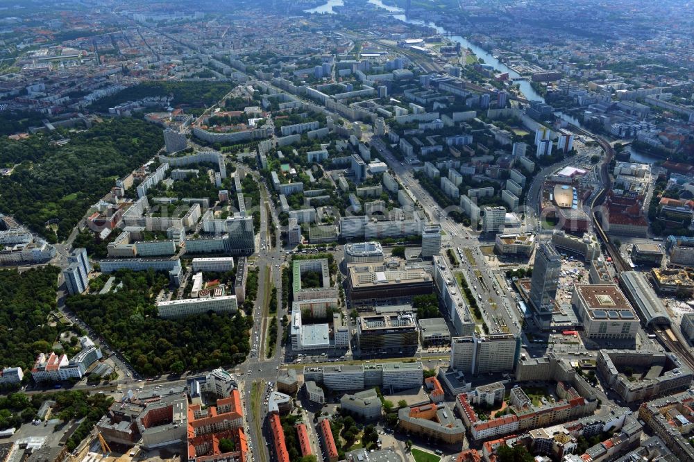 Berlin Mitte from the bird's eye view: City view from the town center east at Alexanderplatz in Mitte district of Berlin