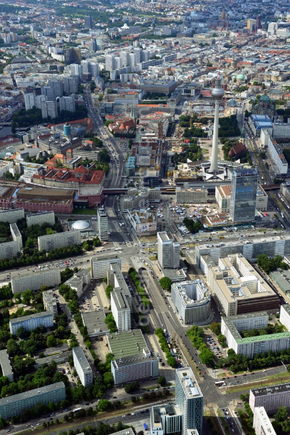 Berlin from above - City view from the town center east at Alexanderplatz in Mitte district of Berlin