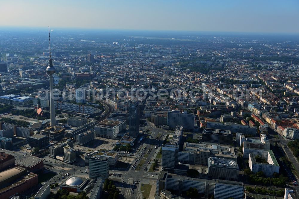 Berlin from above - City view from the town center east at Alexanderplatz in Mitte district of Berlin