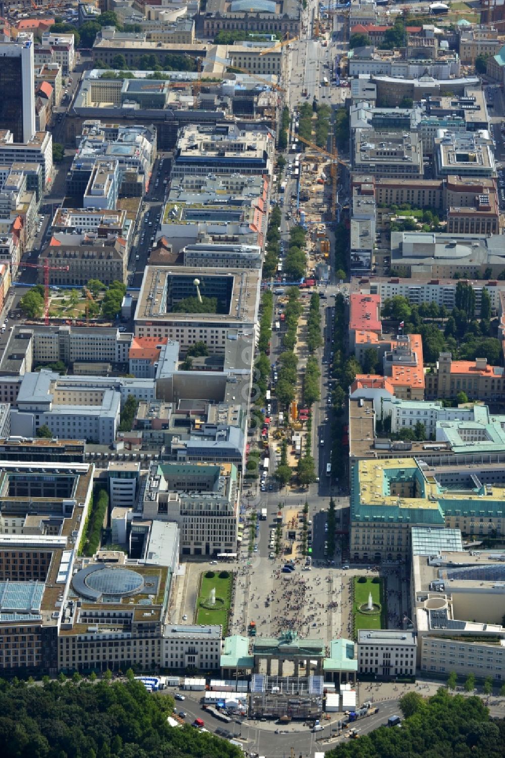 Berlin from above - Cityscape Downtown East Berlin and the Brandenburg Gate, Unter den Linden in Berlin