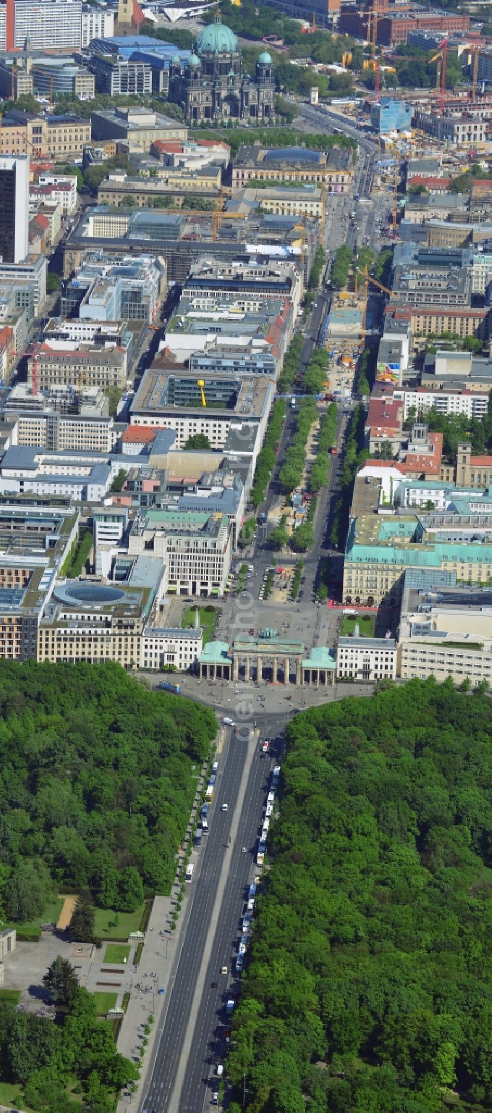 Berlin from above - Cityscape Downtown East Berlin and the Brandenburg Gate, Unter den Linden in Berlin