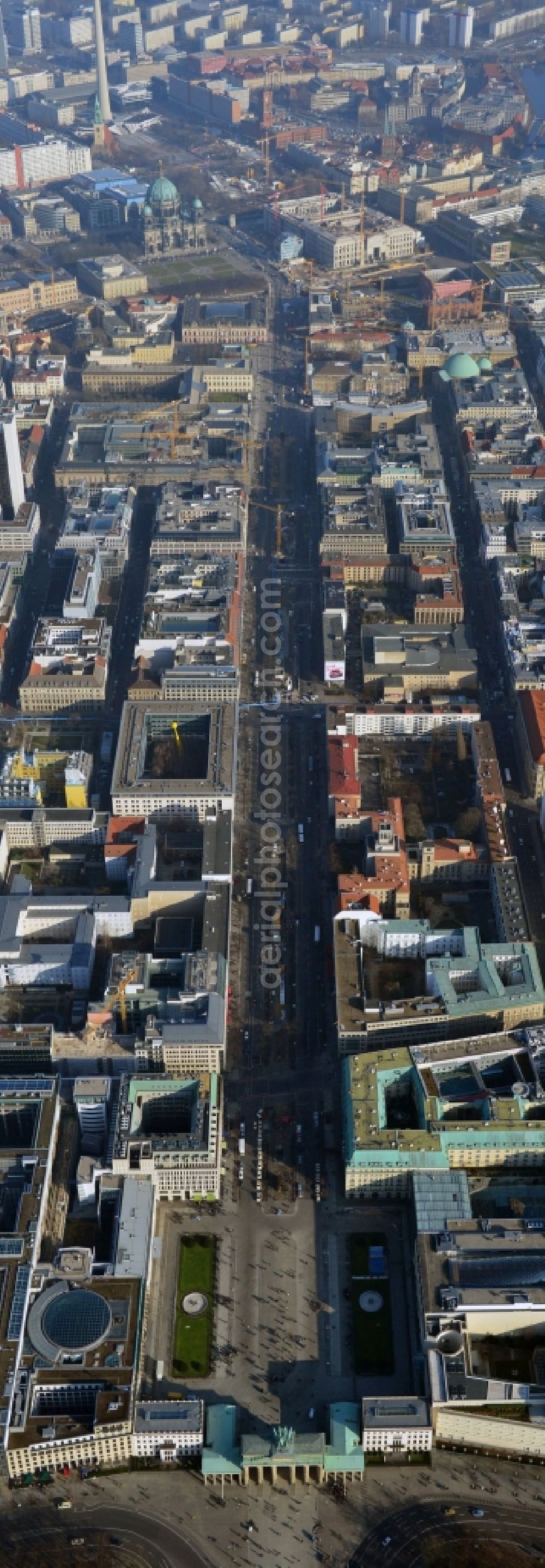 Berlin from above - Cityscape Downtown East Berlin and the Brandenburg Gate, Unter den Linden in Berlin