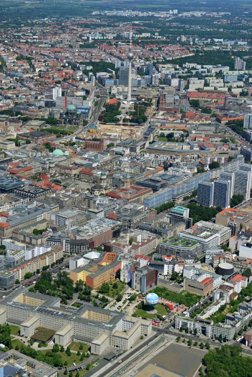 Berlin from above - City Center East Berlin on TV tower in destrict Mitte