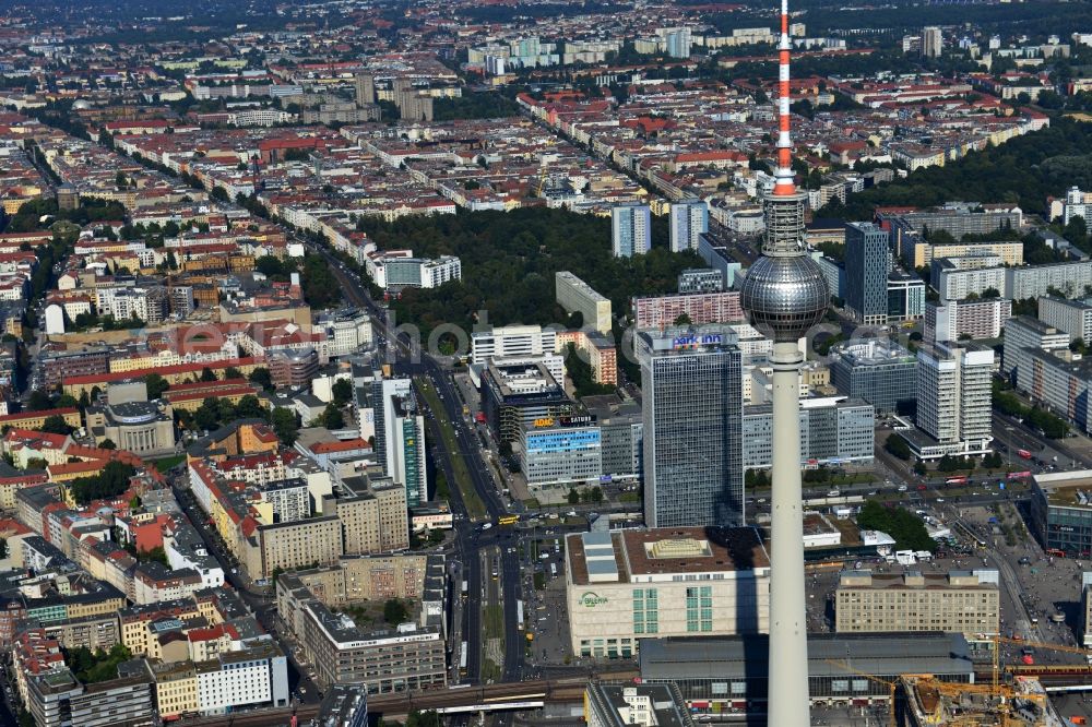 Berlin from above - City view from the town center on the East Berlin TV tower in the Mitte district of Berlin