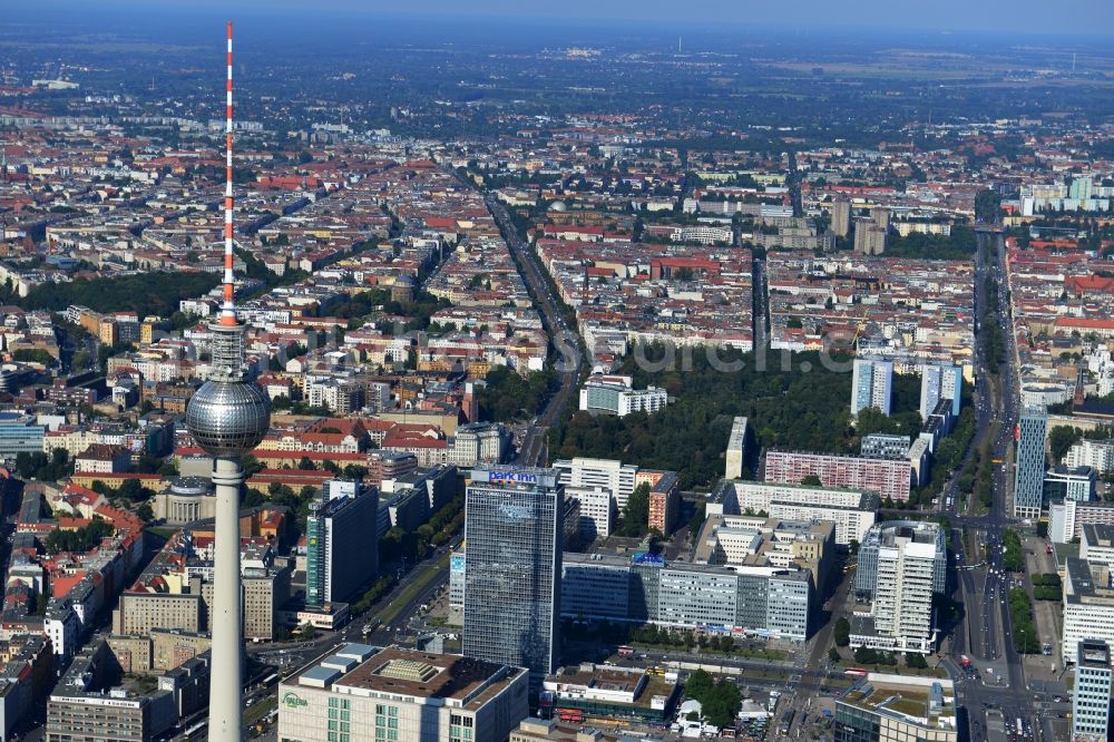 Berlin from above - City view from the town center on the East Berlin TV tower in the Mitte district of Berlin