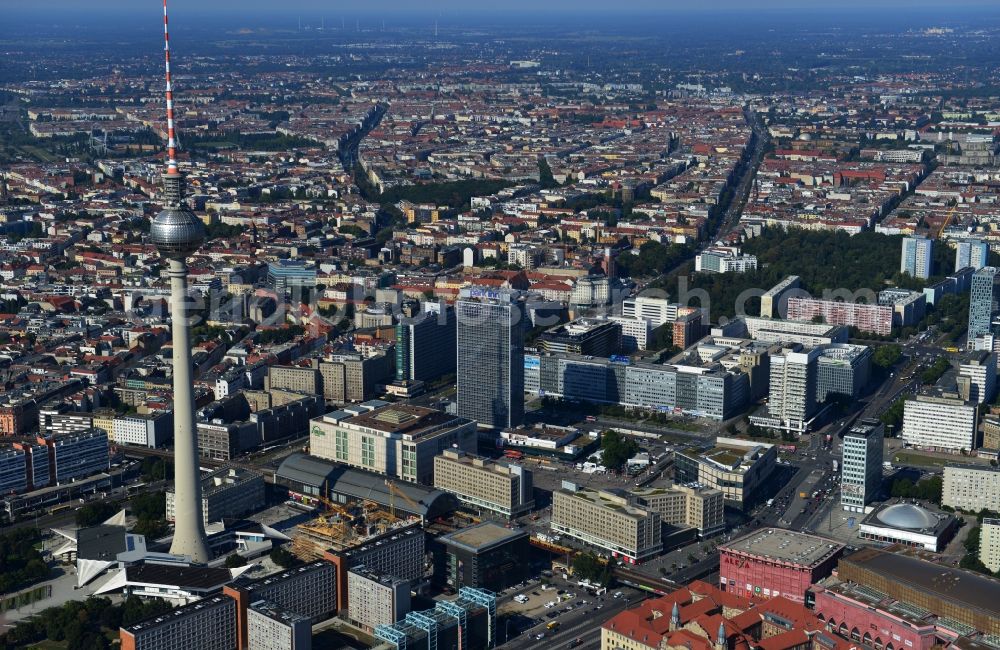 Berlin from the bird's eye view: City view from the town center on the East Berlin TV tower in the Mitte district of Berlin